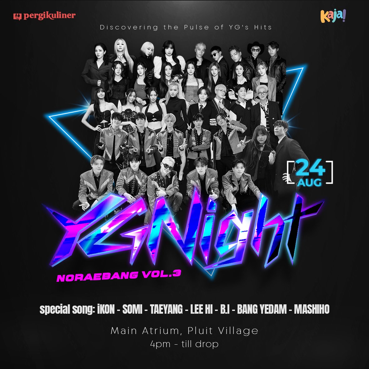 sunlight_ina's tweet photo. Feel the vibe and shout it out loud! It’s your chance to release the pressure and rock out like no other!

🔥YGNIGHT Noraebang VOL.3🔥

📅 24 Aug 2024
📍 Main Atrium, Pluit Village
🕓 4pm - till drop

Get ready to rap, vibe &amp; sing your heart out. It’s gonna be lit—don’t miss out! https://t.co/BaAo6WaA94