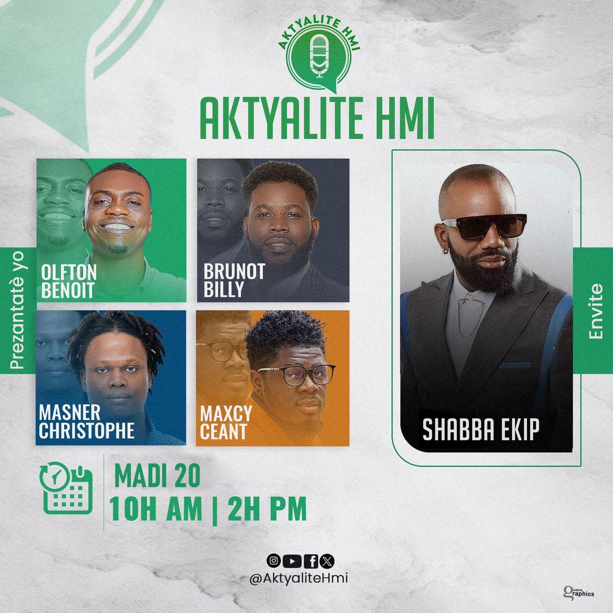 Hervé Anthénor alyas Shabba, youn nan lidè gwoup <a href="/EkipMusiQ/">EKIP MusiQ</a> , se envite nou jodi madi 20 out la nan <a href="/AktyaliteHmi/">Aktyalite HMI</a>!