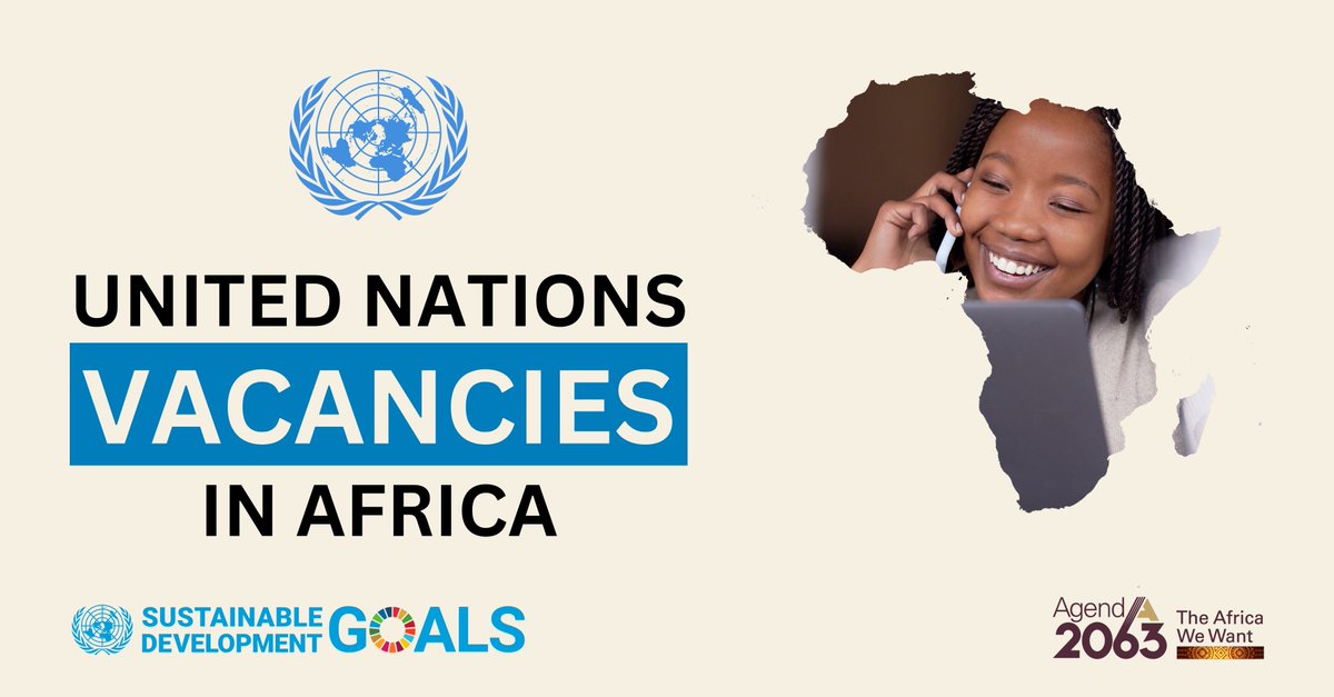 UN Office of the Special Adviser on Africa (@unosaa1) on Twitter photo 🌍🚀 Calling all passionate individuals from #Africa! The <a href="/UN/">United Nations</a> is seeking you!
Explore these impactful career opportunities that empower you to drive growth and #sustainabledevelopment on the continent. 🌟💼 🌍🚀 Calling all passionate individuals from #Africa! The <a href="/UN/">United Nations</a> is seeking you!
Explore these impactful career opportunities that empower you to drive growth and #sustainabledevelopment on the continent. 🌟💼