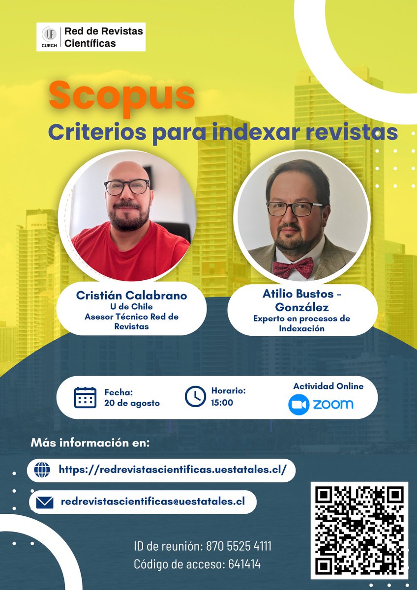 Amigas y amigos de Red de Revistas: Los y las esperamos hoy en nuestra sala de zoom habitual. Nos acompañarán grandes expositores.