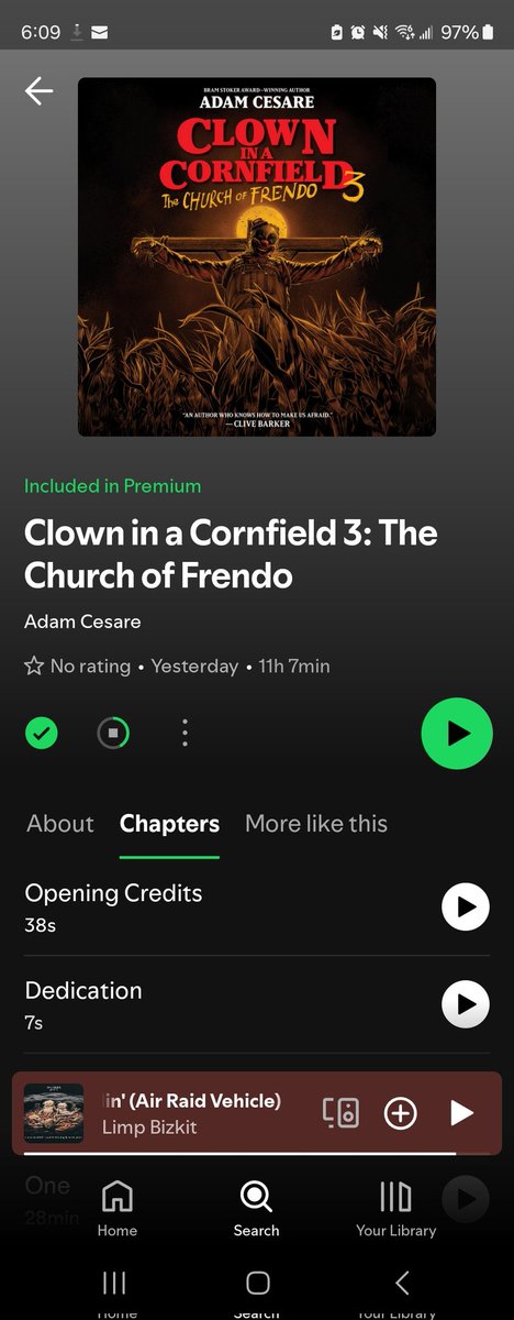 rubickqube's tweet photo. @Adam_Cesare Just saw the audiobook is on Spotify! 
I know what I'm listening to on my car drive now! https://t.co/EOxU6LnwMJ