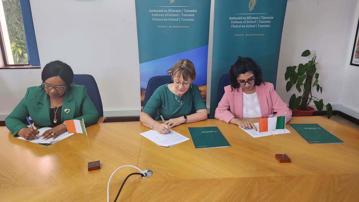 Ambassador Nicola Brennan <a href="/IEAmbDar/">Ambassador of Ireland to Tanzania</a> was delighted to sign a Memorandum of Understanding with Aga Khan Foundation Tanzania <a href="/AKF_Global/">Aga Khan Foundation</a> and Tanzania Gender Networking Program <a href="/tgnptz/">TGNP</a> to kick off the #TuinukePamoja programme.