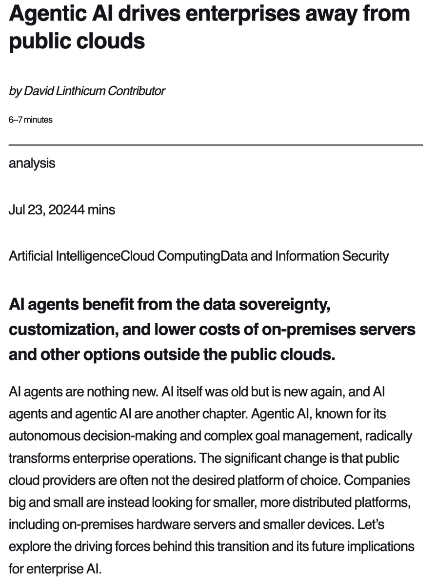 As expected, once Agentic AI starts to become mainstream, everyone will quickly realise how the current cloud infrastructure is obsolete and just doesn't serve the purpose. 

<a href="/DavidLinthicum/">DavidLinthicum</a> highlighted just that in his latest article. To make Agentic AI accessible to the