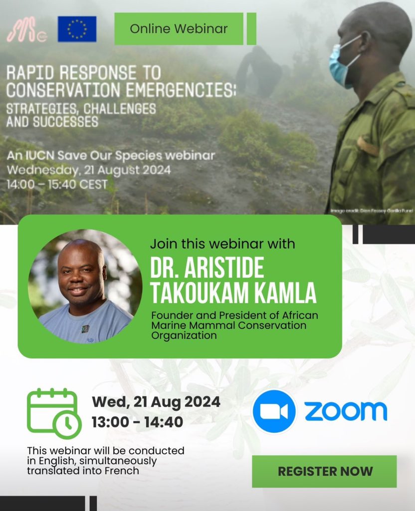 When the Salvinia crisis arose in Lake Ossa, the IUCN’s Rapid Action Grants provided us with the initial support to tackle this issue. It is my pleasure to share on that in this upcoming webinar, tomorrow from 13:00 - 14:40 WAT on Zoom. 

🔗 us06web.zoom.us/meeting/regist…