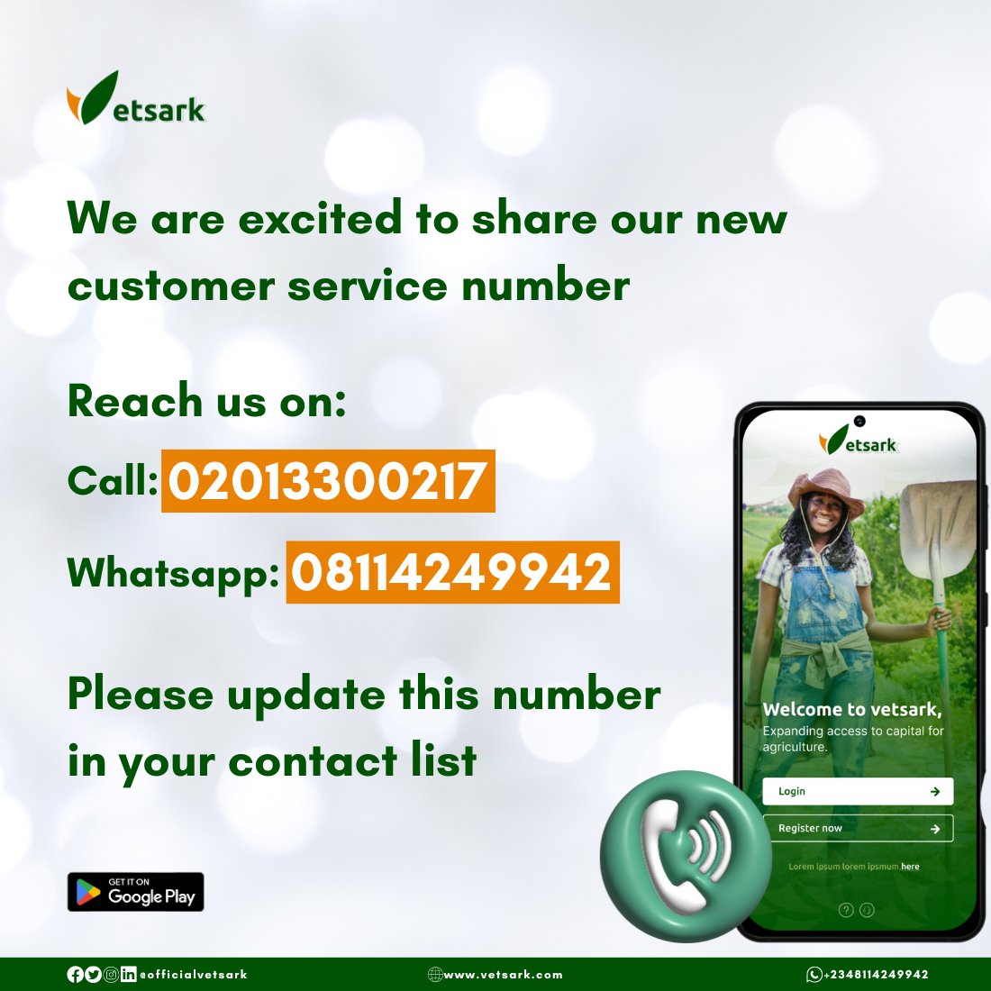 officialvetsark's tweet photo. Hello, Vetsark Farmily!😀
We’re excited to share our new phone number for calls!
If you need to speak with us, please reach out to:
Call: 02013300217
Whatsapp: 08114249942

Kindly update your contact list with our new call number

Here’s to serving you better 

#vetsark https://t.co/MQud8oq5UE