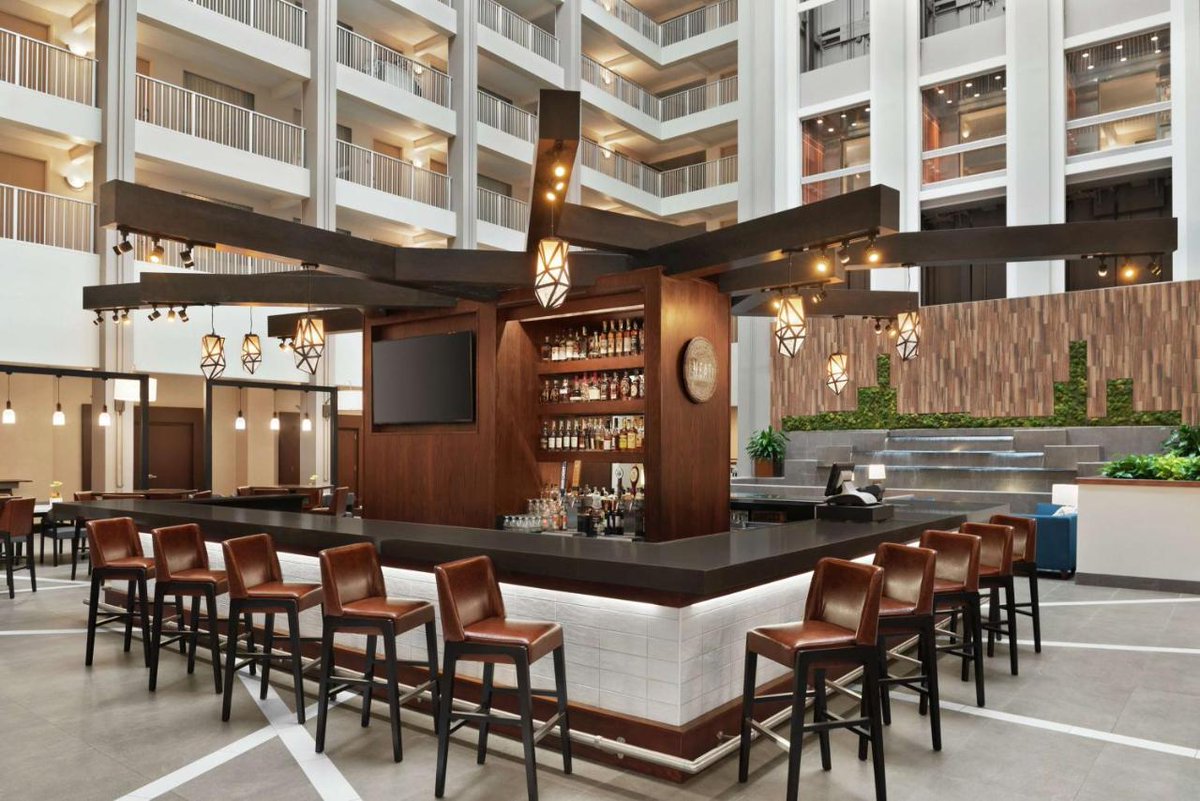 AndySchaidler's tweet photo. https://t.co/A75wdld3iM is delighted to show off the public space we supplied on the stunning lobby of Embassy Suites Cincinnati RiverCenter (across the river in downtown Covington KY). Our team was happy to supply the FF&amp;E thattransformed the renovated lobby bar &amp; restaurant! https://t.co/uwUuO5t1OM