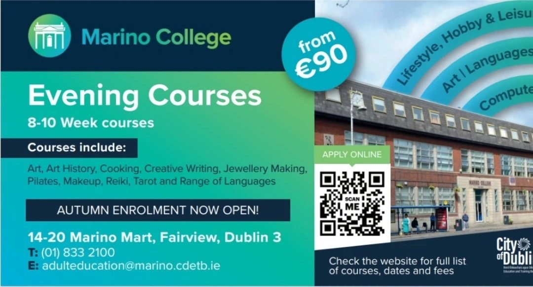 Leanne Clerkin (@leanneclerkin1) on Twitter photo Our autumn enrolments opened this week for night classes, classes already filling up fast ๐ซ๐ท๐งโโ๏ธ๐ช๐ธ๐จ๐ญ <a href="/DALCDublin/">DALC (Dublin Adult Learning Centre)</a>
<a href="/dicaegs1/">City of Dublin ETB Adult Education Guidance</a> <a href="/CityofDublinETB/">City of Dublin ETB</a>
mit.enrol.ie/marinoae/ Our autumn enrolments opened this week for night classes, classes already filling up fast ๐ซ๐ท๐งโโ๏ธ๐ช๐ธ๐จ๐ญ <a href="/DALCDublin/">DALC (Dublin Adult Learning Centre)</a>
<a href="/dicaegs1/">City of Dublin ETB Adult Education Guidance</a> <a href="/CityofDublinETB/">City of Dublin ETB</a>
mit.enrol.ie/marinoae/