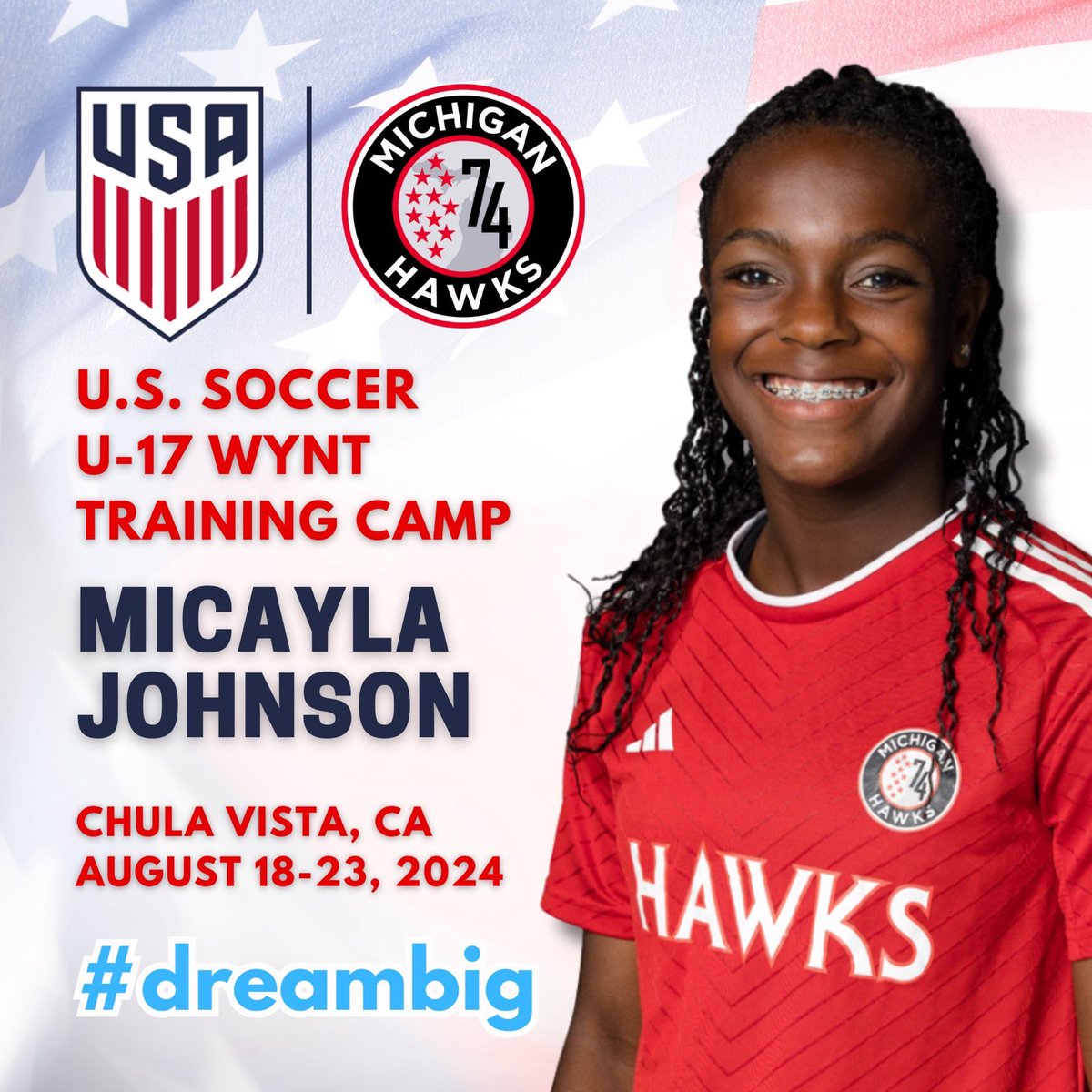 Congratulations to our Michigan Hawks, Mya Brandon and Micayla Johnson, for representing at the USA Soccer U-17 WYNT Training Camp! ⚽️ #Proud #DreamBig