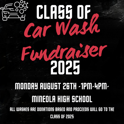 Come support the LAST Fall Car Wash for the Class of 2025 on Monday August 26th from 1PM to 4PM at the high school! Excited for the start of Senior Year!
