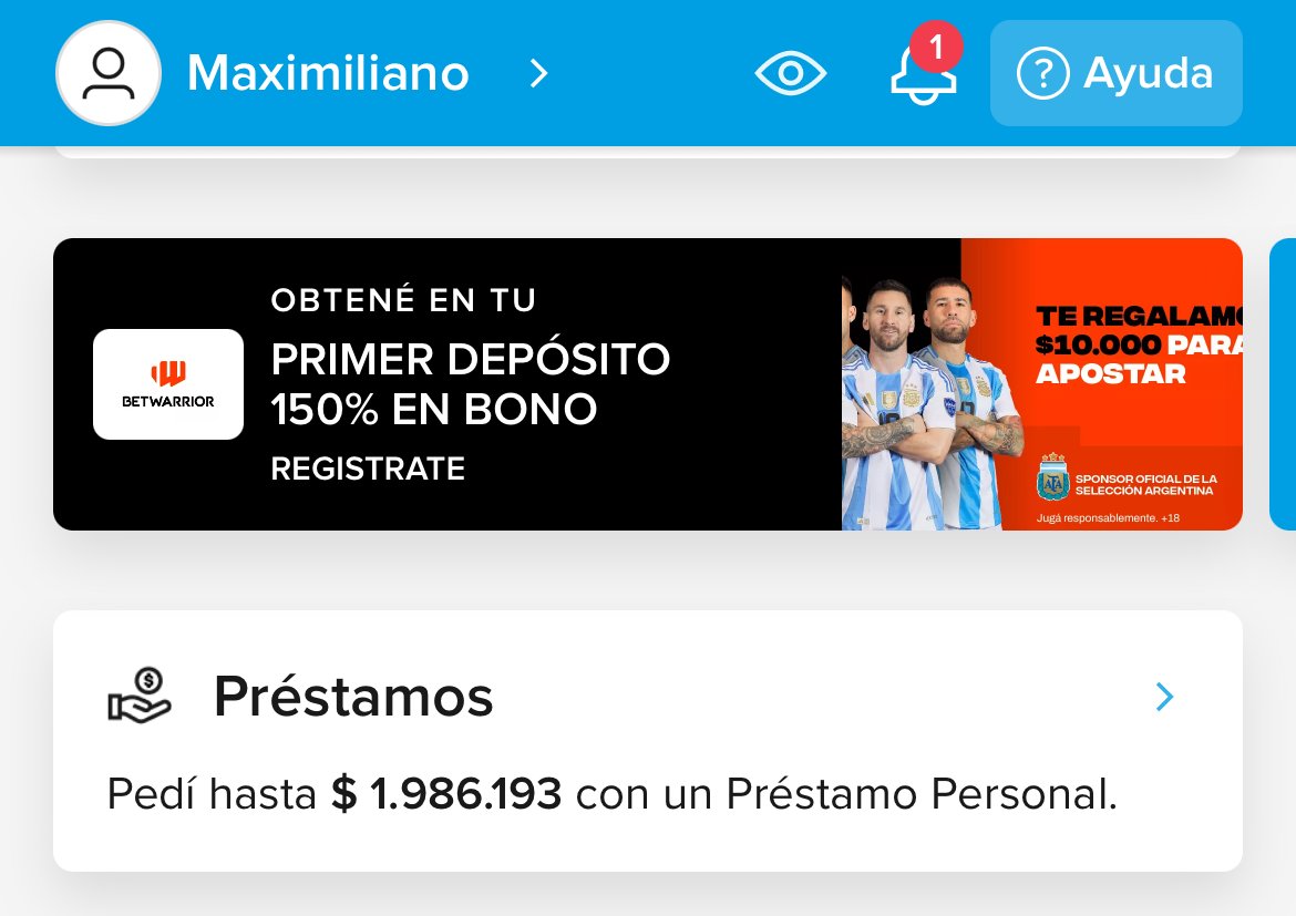 Aviso publicitario de un casino online arriba de un préstamo disponible en un click dentro de la app de <a href="/mercadopago/">Mercado Pago</a>. 

Qué puede salir mal, ¿no?