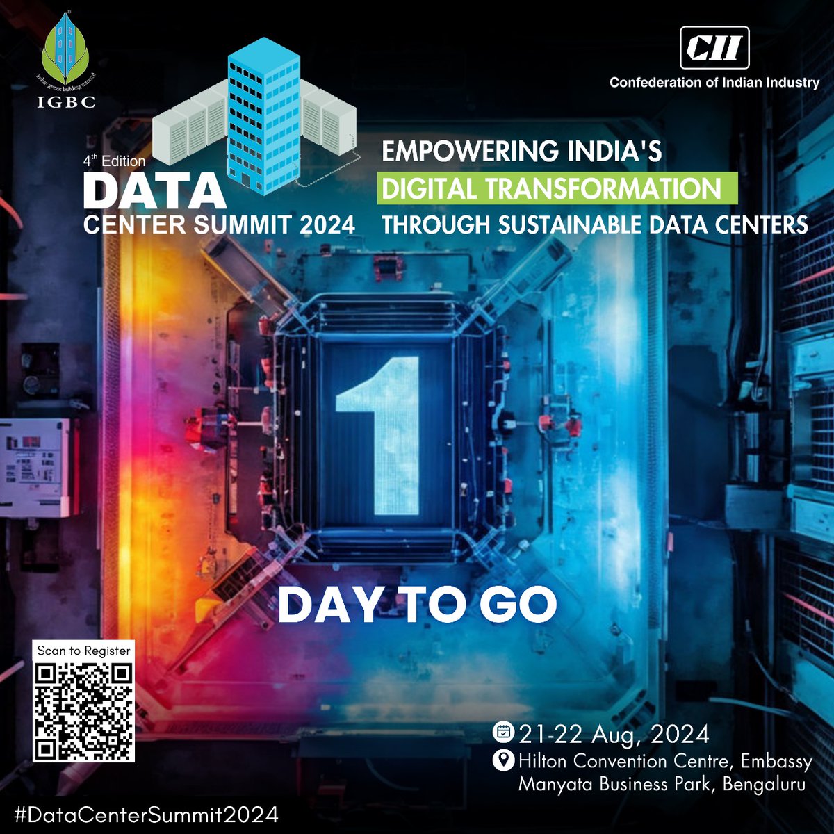 IGBConline's tweet image. ⏳ Just 1 day to go until the #DataCenterSummit2024! 🚀 

Get ready for insightful discussions, innovation, and the future of sustainable data centers. See you tomorrow!

🔗 Haven&apos;t registered? Register here – lnkd.in/guyVRSsK

#TechInnovation #TechnoSummit #Sustainability
