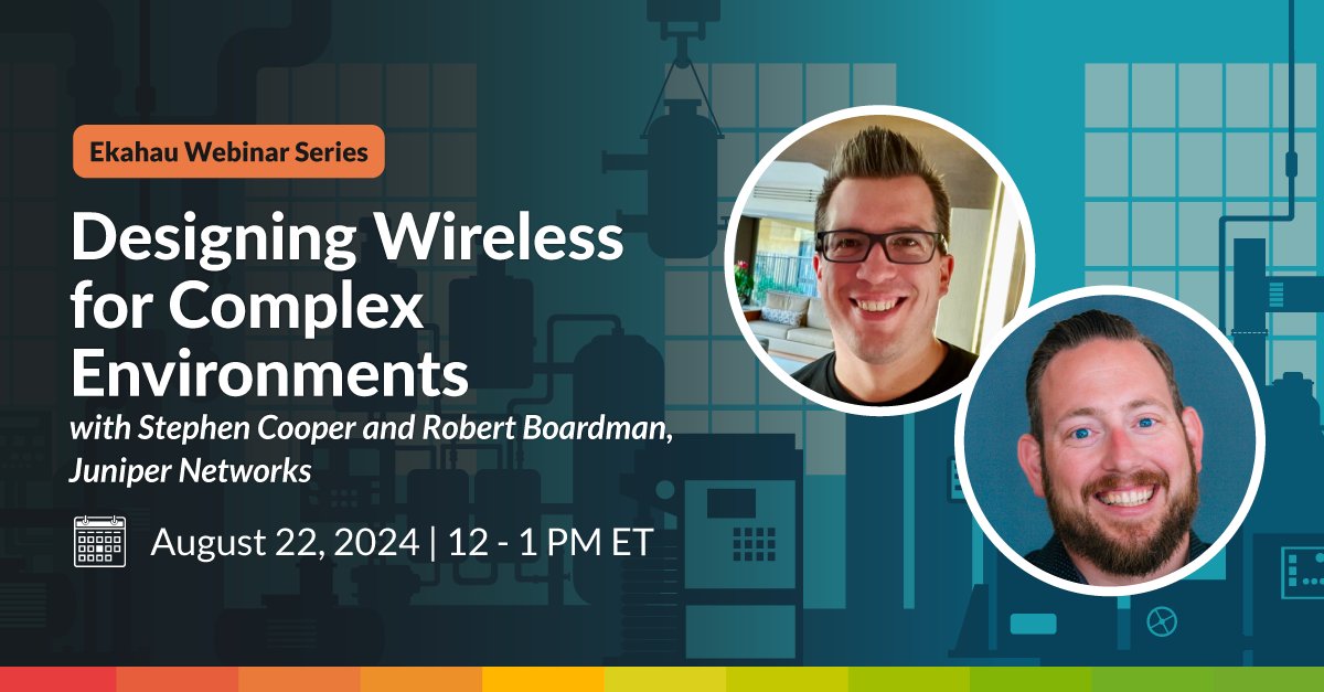 Join this week's webinar with Stephen Cooper <a href="/Stephen__Cooper/">Stephen Cooper</a> and Robert Boardman <a href="/Robb_404/">Robert Boardman</a> from @JuniperNetworks as we tackle the ins and outs of designing and optimizing complex wireless environments! 🛜 wifi.ekahau.com/complex-wirele…