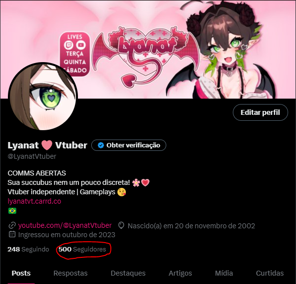 LyanatVtuber's tweet photo. obrigueido pelos 500k 🥰🥰 https://t.co/Sapy49d5dg