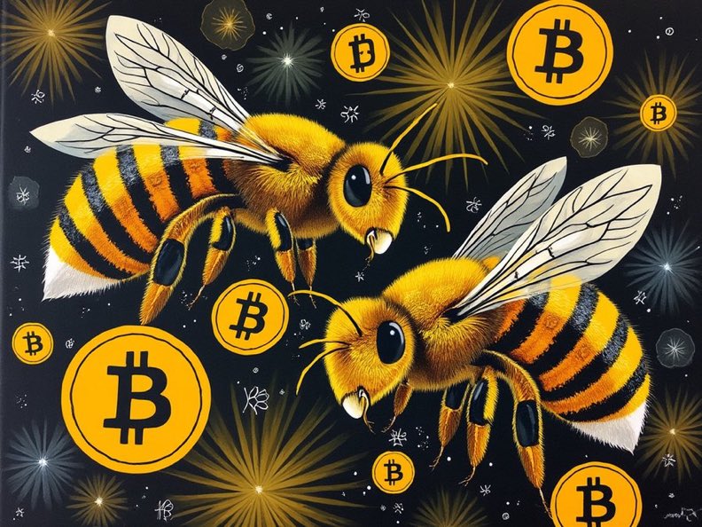 Jannwues1's tweet photo. Don't worry, bee happy! 

Stack Sats! https://t.co/uO9C5K7D0W