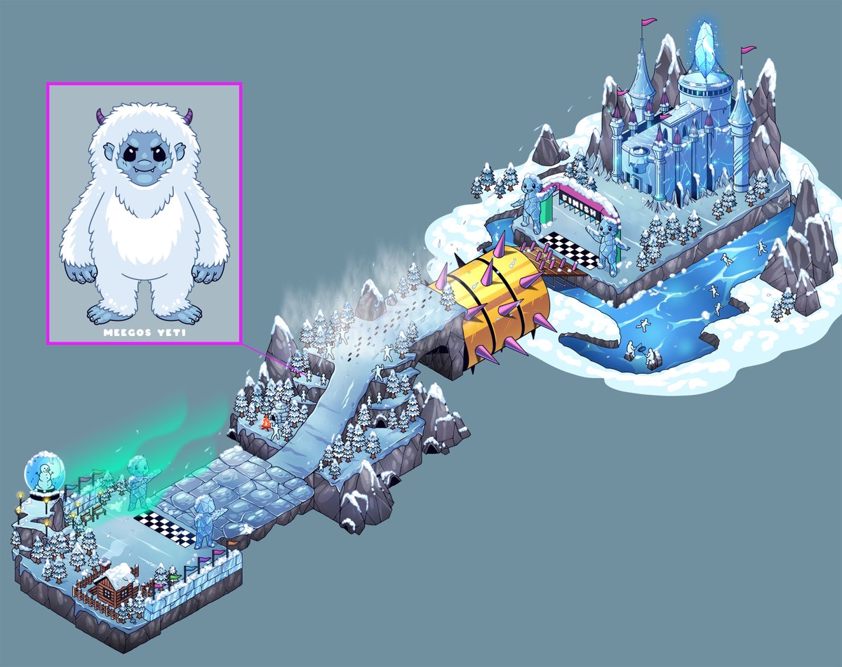 Frosty Frenzy map for <a href="/MeegosNFT/">Meegos</a> done in 2023 ❄️ 

It was a pleasure to work on the concept maps for the game with <a href="/Gee2kay1/">Gee2Kay</a>. A lot of creative work and tons of corrections to make it perfect❤️