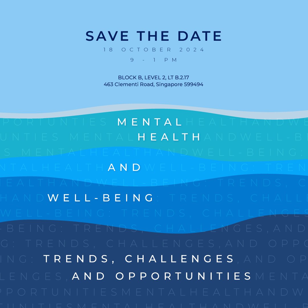 #SUSSSocialImpact: 🤩 Join the SUSS Social and Behavioural Science Conference on 18 October for insights into mental health trends, challenges, and opportunities. Engage with experts to shape a healthier Singapore. Register now: tinyurl.com/32y9rkdd