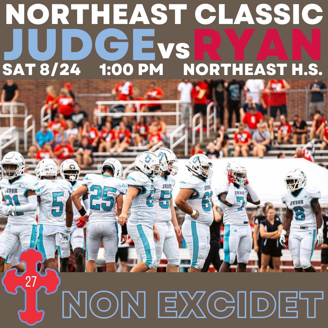 FatherJudgeHS's tweet photo. The Northeast Classic is SATURDAY at 1 PM. Come out and support Father Judge Crusaders Football! Enter the home team gate on Glendale Ave (between Bleigh & Vista). Admission is $5 (FJ students with school IDs are free). NO BACKPACKS.ππ΄π΅#BeatRyan #NonExcidet https://t.co/iWYbe541Ak
