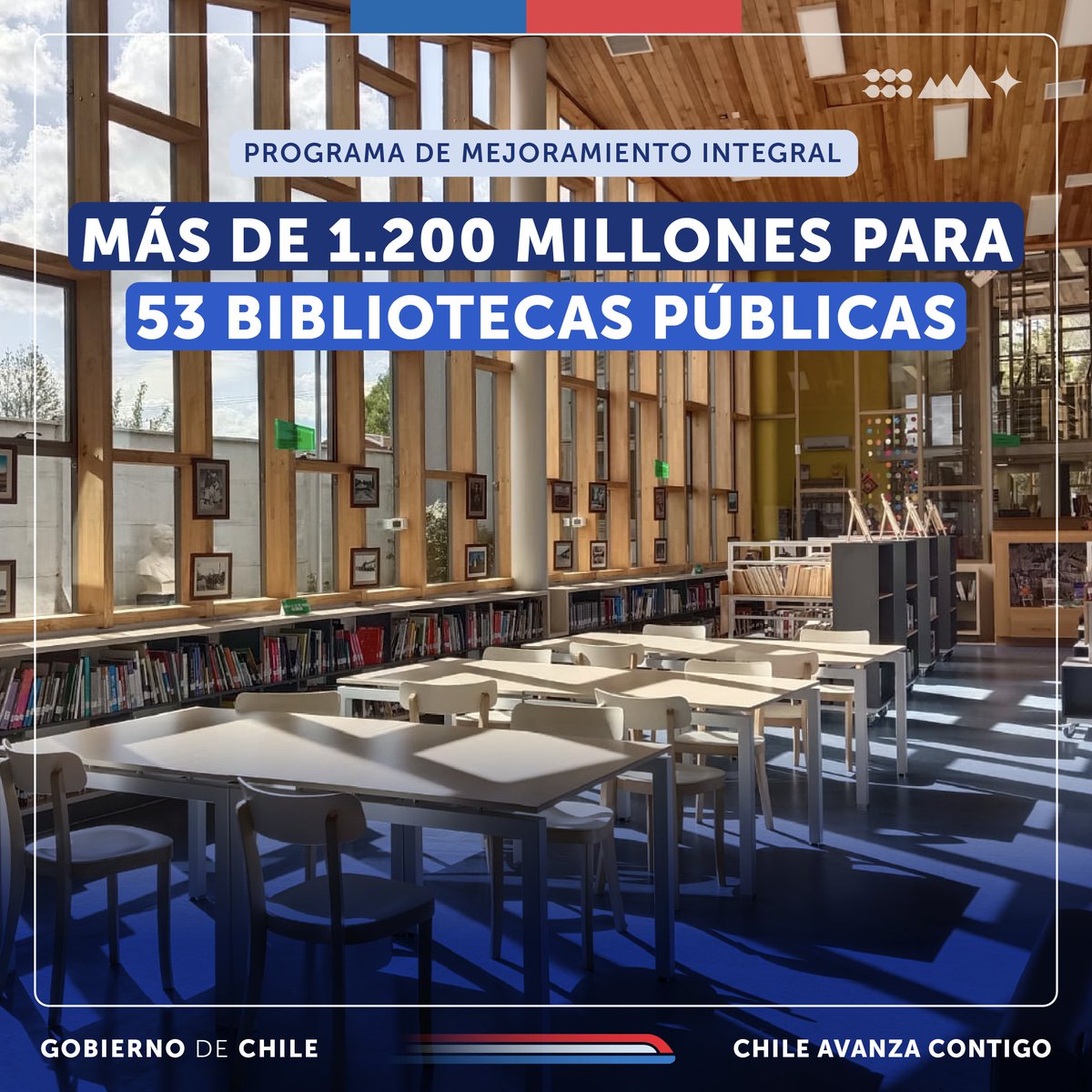 BibliotecasSNBP's tweet photo. 📢 ¡Tenemos resultados del Programa de Mejoramiento Integral de Bibliotecas Públicas 2024! Se seleccionaron 59 proyectos en 49 comunas del país 😍

Conoce todos los detalles acá: https://t.co/TxXgYTT215 https://t.co/cR8cnjBYUZ