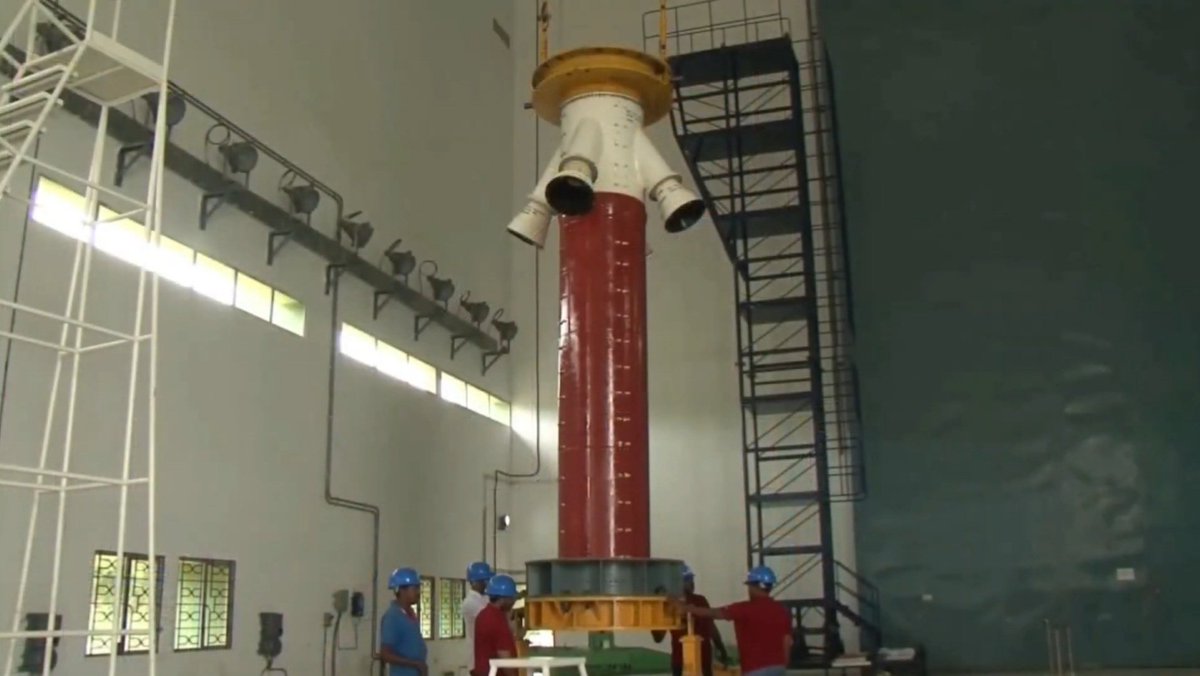 ISROSpaceflight's tweet photo. 🚨 Gaganyaan Update: After HLVM3 stages, #Gaganyaan's Crew Escape system has also now reached SHAR for Gaganyaan-G1! 🚀

The Crew and Service Modules remain at VSSC and URSC respectively, undergoing integration. #ISRO

(Image for representative purpose) https://t.co/eS9U4LnceF