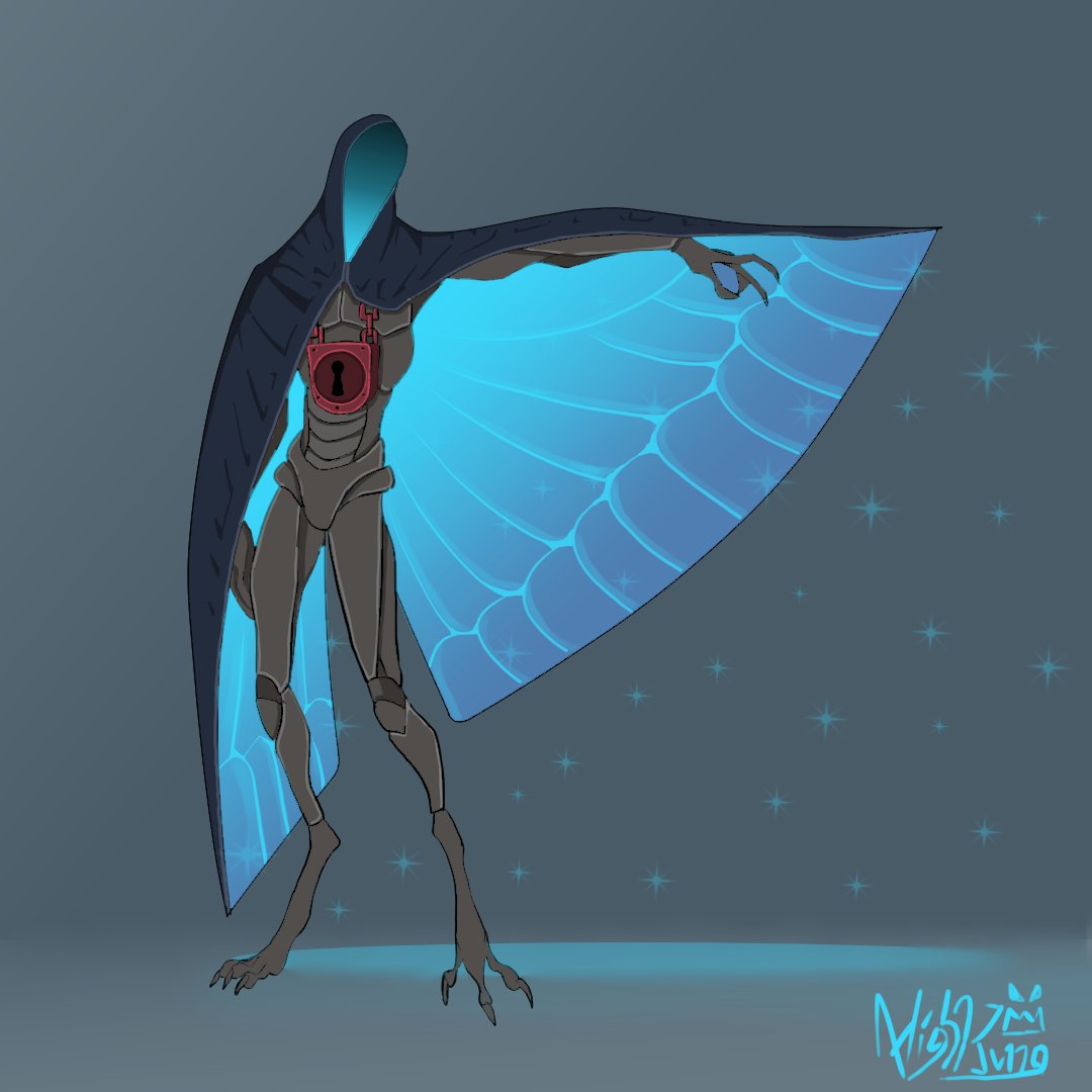 HighKing_art's tweet photo. Character Concept Design  
Name : Nigel ( butterfly + cape + lock) 
Type : sleep Nightmare

#conceptart #illustration #art #drawing https://t.co/YuMg10LBQv