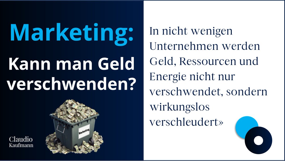 ClaudioHorizon's tweet photo. Die Verschwendung von Marketinggeldern hat in vielen Unternehmen eine beachtliche Grössenordnung angenommen. Im Wesentlichen sind dafür unternehmensinterne Unzulänglichkeiten und externe Inkompetenz bei Agenturen verantwortlich.  #marketing #marketingmanagement #leadership #sales https://t.co/7iyDL3k1EL