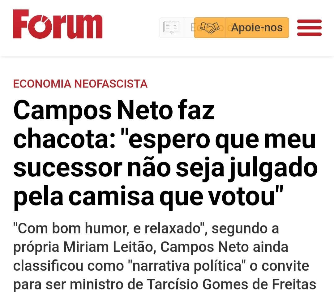 É um absurdo ver o presidente do Banco Central tratando com deboche questões tão sérias para o futuro do país. Ao fazer chacota e minimizar críticas, Campos Neto revela seu descompromisso com cargo que ocupa. A prioridade deveria ser o bem-estar econômico do Brasil. Fora!