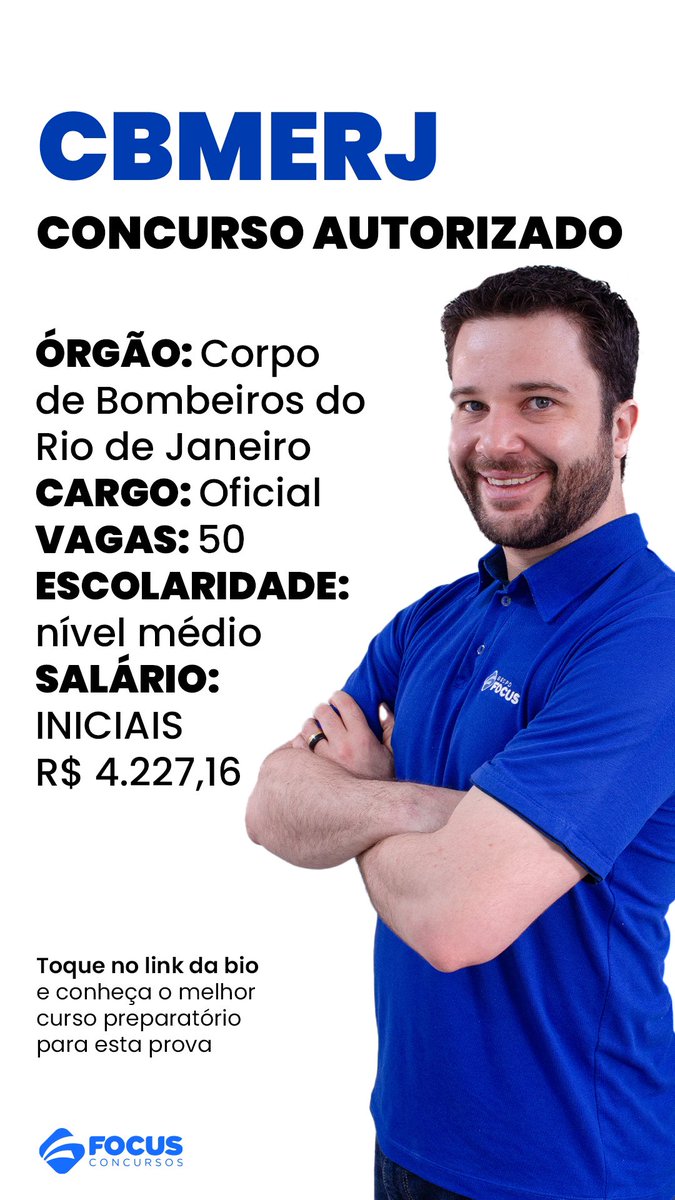 Já está publicada, no Diário Oficial do Rio de Janeiro, a autorização para o concurso do Corpo de Bombeiros do Rio de Janeiro para o cargo de Oficial. 

Os salários iniciais são de R$4.227,16 e a escolaridade é nível médio, serão 50 vagas imediatas! 😱