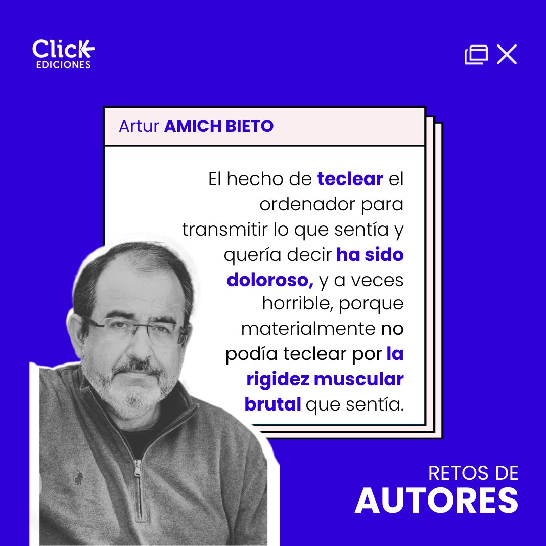 ClickEdiciones's tweet photo. ✍️ Artur Amich Bieto, autor de 📙"Controlar lo incontrolable" nos impresiona con su reto a la hora de escribir su obra. https://t.co/oLfoHiun08