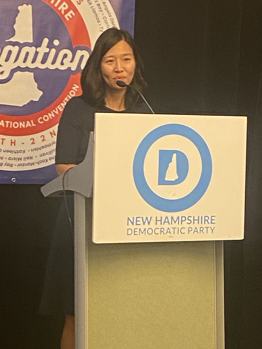 First mom elected Mayor of Boston Michelle Wu joins the NH delegates this morning. #nhpolitics ⁦@KamalaforNH⁩