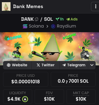 dankmemesolana's tweet photo. 10kmcap reclaimed

Smoking another dankski with the gang

$DANK

https://t.co/ONcgSX3ZuS https://t.co/0JlwO0nCGH