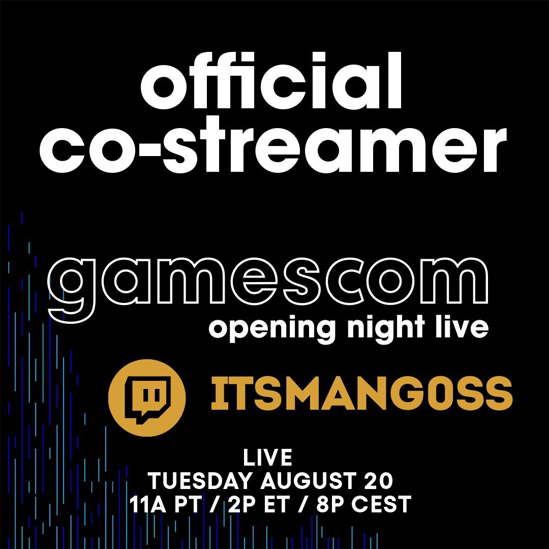 ItsMang0ss's tweet photo. TODAY THE DAY 🎉 Stop by my stream to hear about all the exciting news with the new games coming soon, amazing guest, sneak peak trailers, gameplay and so much more!! #liveevent #BlackOps6 #MarvelRivals #DuneAwakening #gamescom2024 @gamescom https://t.co/Vjtw187PWQ