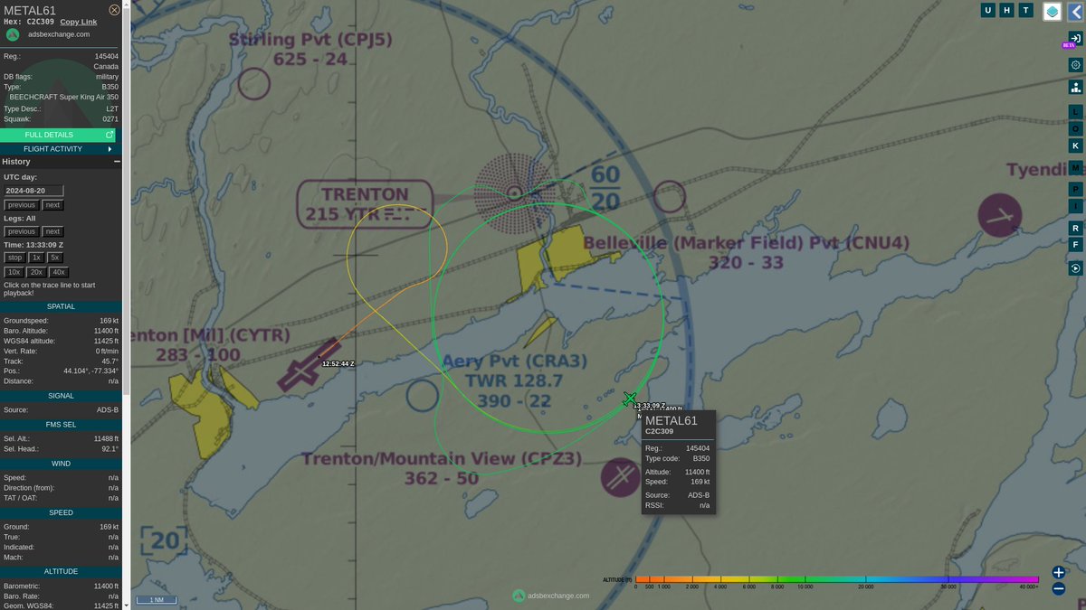 steffanwatkins's tweet photo. ๐จ๐ฆ#RCAF #CANSOFCOM 427 Special Operations Aviation Squadron CE-145C Vigilance 145404 #C2C309 as #METAL61 is conducting training near Belleville today at 11,400ft. At some point Canadians should ask about what guardrails are in place to protect Canadians from illegal surveillance. https://t.co/H5YAJKSRwv