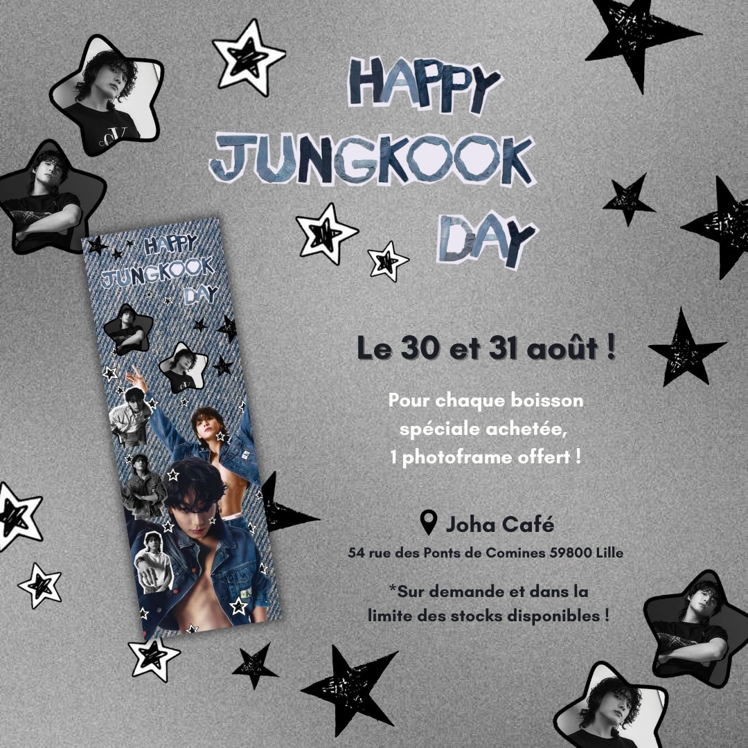 johacafe's tweet photo. JUNGKOOK Day le 30 et 31 août au Joha Café 🐰

Au programme ? Une décoration dédiée, des freebies, une boisson spéciale et des activités !

📍54 rue des Ponts de Comines, 59800 Lille 
🗓️Du mardi au samedi
🕦13h-19h

À très vite ❤️ https://t.co/mZcPc6A9xf