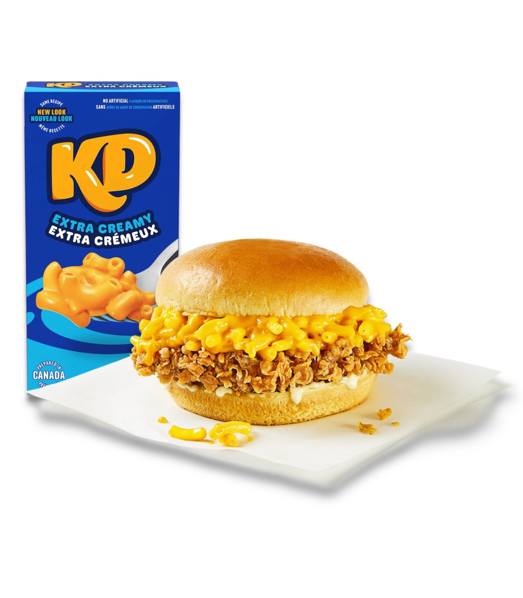 Dexerto's tweet photo. KFC Canada has released a Mac n’ Cheese sandwich in collaboration with Kraft https://t.co/Sxg6QO0S6J