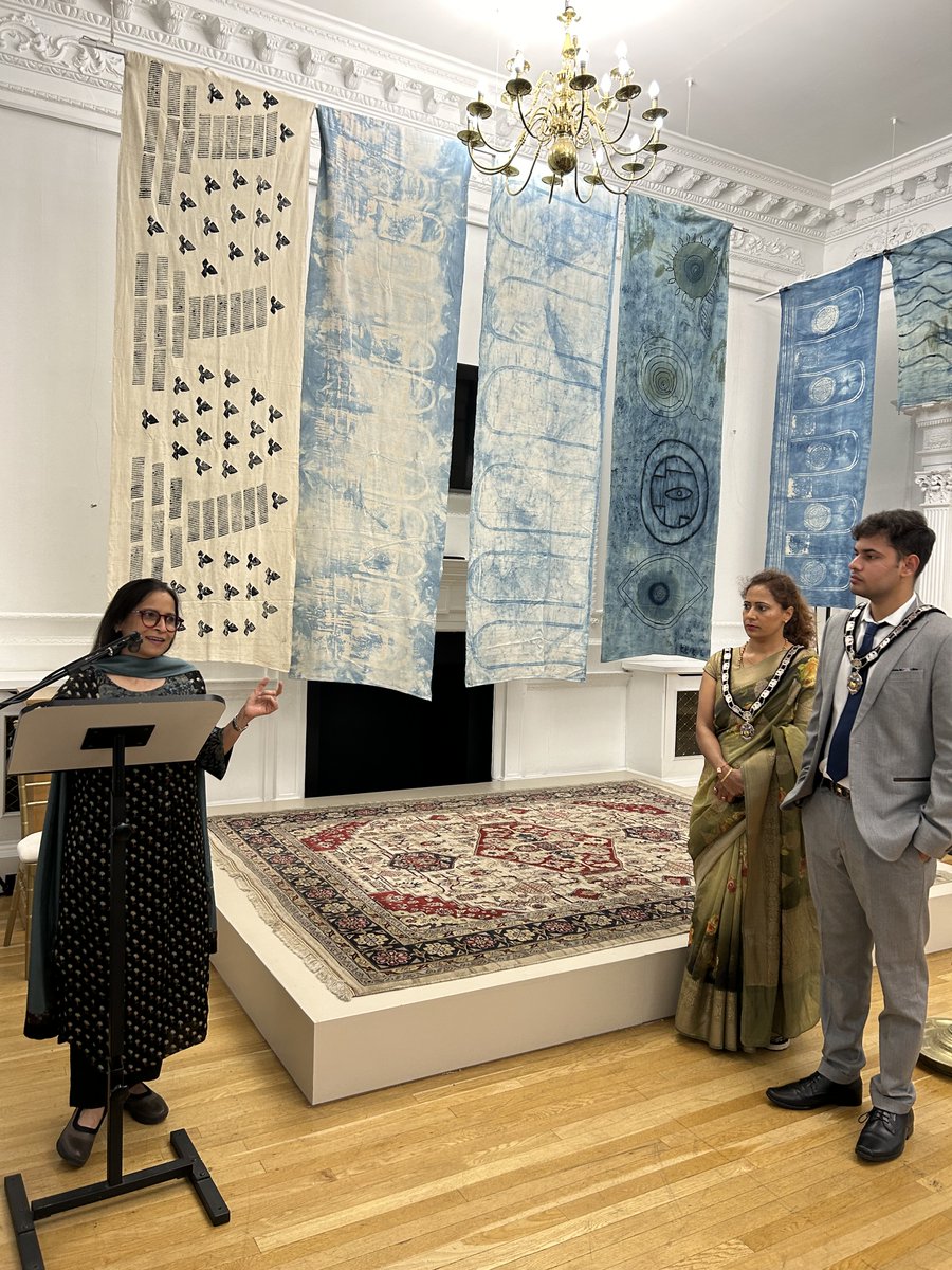 TheNehruCentre's tweet photo. Thrilled to announce the opening of Adi Yogi Shiv – A Journey in Cosmic Indigo by Sangeeta Gupta 
@TheNehruCentre Grateful to   @nidhimanit , Minister (Economic) from the High Commission of India, London, for inaugurating this spiritual and artistic journey. @sujitjoyghosh https://t.co/BoeozaF7UN