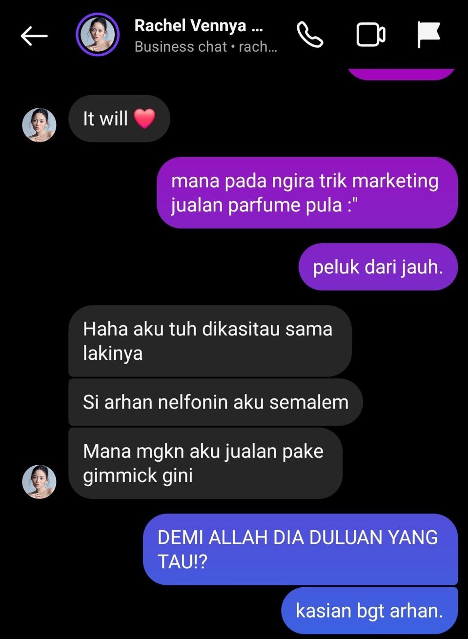 Tangkap layar Rachel Vennya bantah isu selingkuh Azizah Salsha bukan trik marketing