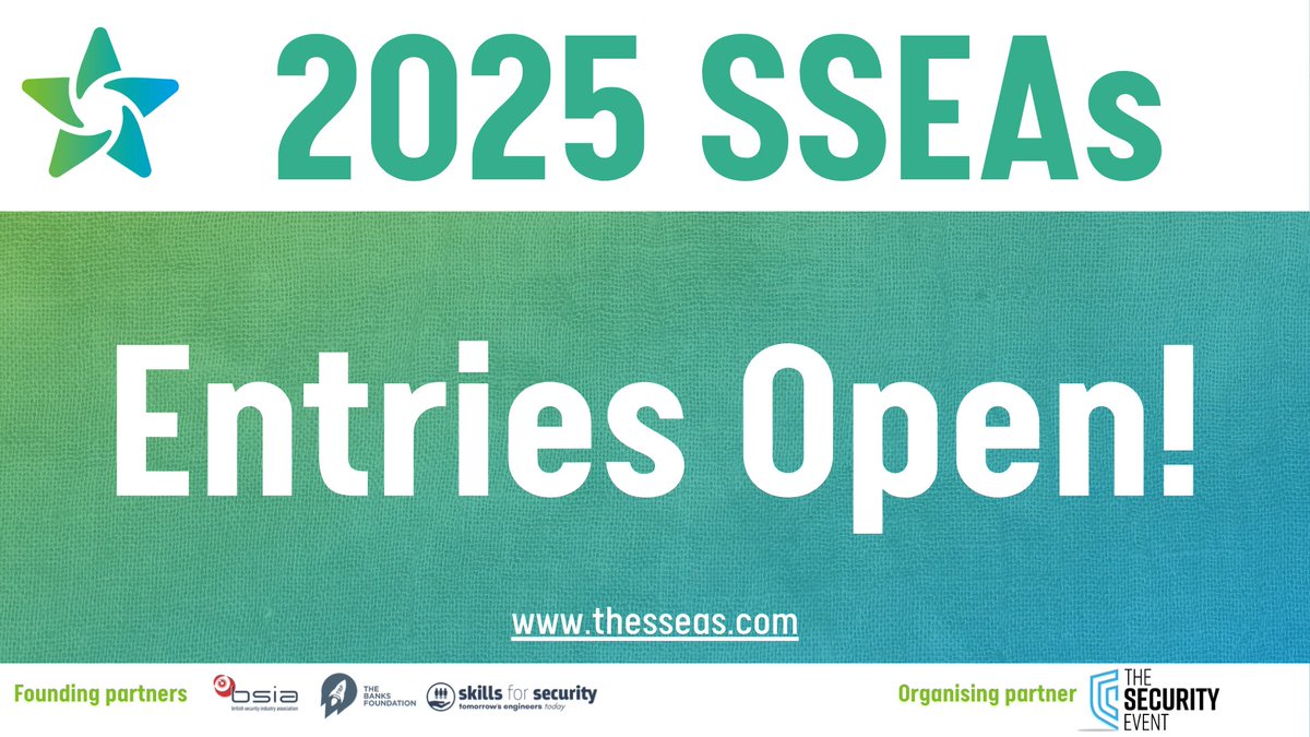 📢We are delighted to announce that entries are now open for the 2025 Security &amp; Safety Entrepreneur Awards (SSEAs)!
 
📅Entry to the 2025 SSEAs is open until Tuesday, 21 January 2025

⭐Read the full announcement &gt; &gt; thesseas.com/nominations-ar…