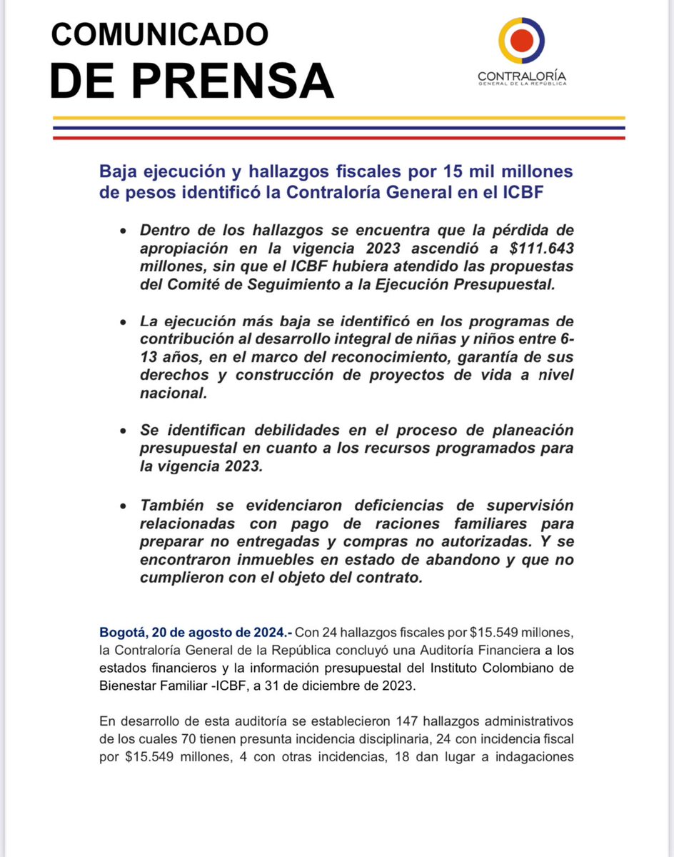 ojocolombia2026's tweet photo. 🇨🇴 Llega un nuevo escándalo esta semana en el gobierno PETRO.

La contraloría anuncia que el ICBF el dinero de los niños desprotegidos fue robado por el GOBIERNO PETRO

$ 15.000.000.000 https://t.co/Kc4yspYMnF