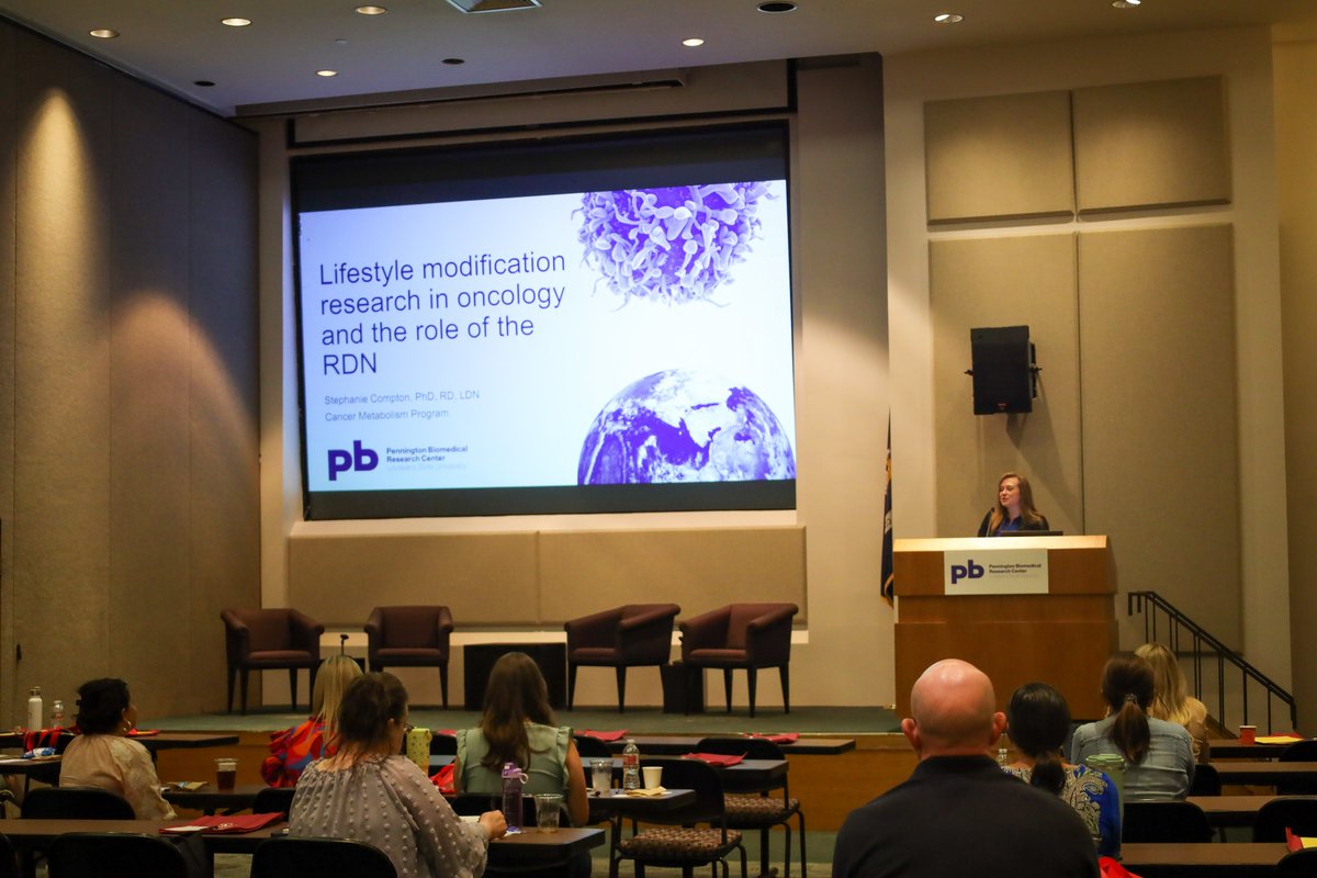 PBRCNews's tweet photo. Dr. Stephanie Compton, a postdoc in the Cancer Metabolism Research Program, presented at last week's Louisiana Oncology Dietitian Conference hosted by @marybirdperkins #PBRCfam #CancerResearch https://t.co/oLdQDWzgJ5