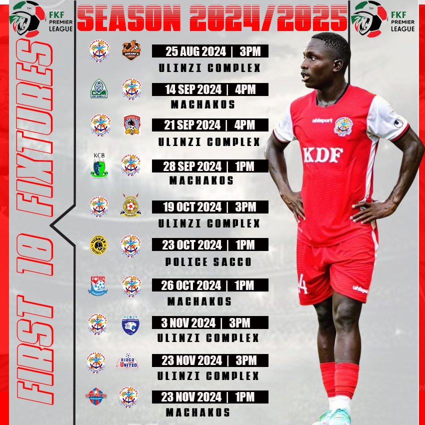 UlinziStarsFC's tweet photo. A new season, new opportunities and new goals! 🙌Exciting fixtures await for season 2024/25! ⚽🔥 

𝑭𝒊𝒙𝒕𝒖𝒓𝒆𝒔 𝒂𝒓𝒆 𝒔𝒖𝒃𝒋𝒆𝒄𝒕 𝒕𝒐 𝒄𝒉𝒂𝒏𝒈𝒆, 𝒘𝒉𝒊𝒄𝒉 𝒐𝒏𝒆𝒔 𝒂𝒓𝒆 𝒚𝒐𝒖 𝒍𝒐𝒐𝒌𝒊𝒏𝒈 𝒇𝒐𝒓𝒘𝒂𝒓𝒅 𝒕𝒐?

#GBUS https://t.co/AzSl9otXur
