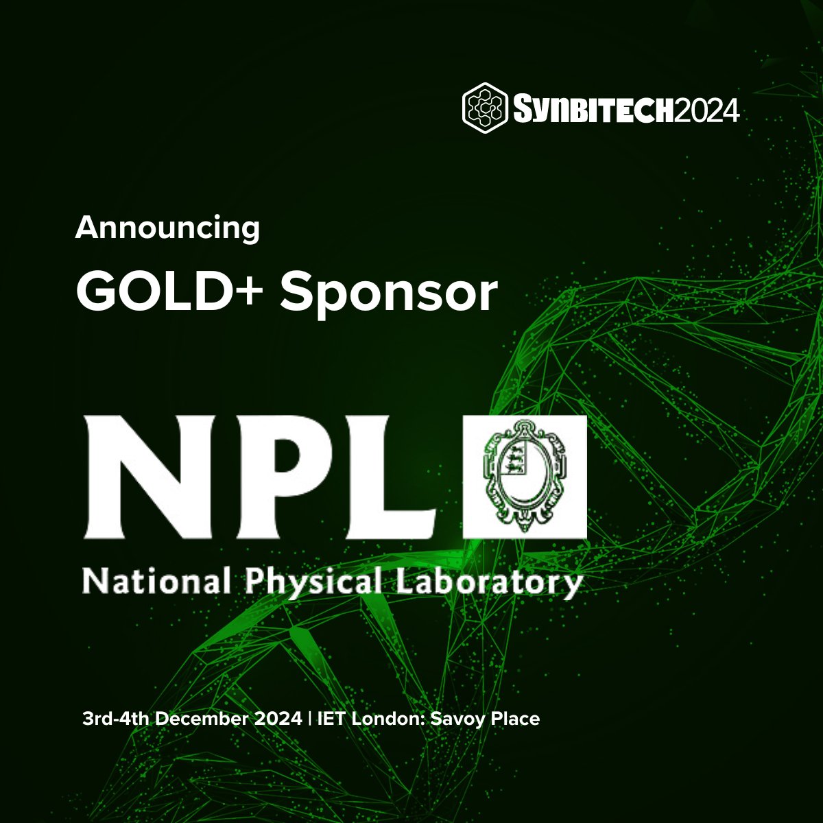 SynbiCITE's tweet image. SynbiTECH is pleased to announce that NPL will be Gold+ sponsors of SynbiTECH 2024 for the second year in a row!
To find out more about the #SynbiTECH24 programme and speakers visit synbitech.com