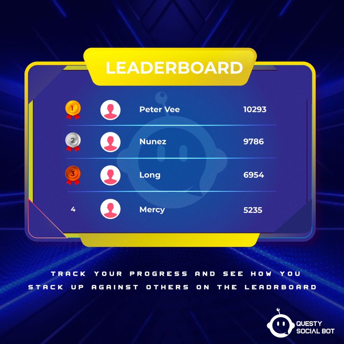 QuestySocialBot's tweet image. Join the #QuestySocialBot community! Connect with like-minded crypto enthusiasts, share tips, and compete for top spots on the leaderboards. #Community #Crypto