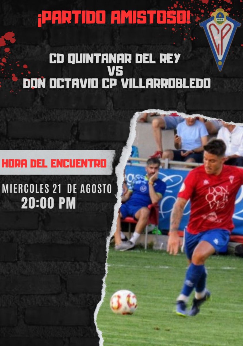 Recuerda que mañana disputamos un partido amistoso ♥️💙
¡Nos vemos! <a href="/cdquintanardrey/">CD Quintanar del Rey</a> 🤜🏻🤛🏻