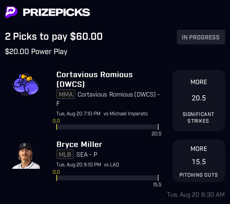 Early morning value from the tool <a href="/propsmadeeasy/">Props Made Easy</a>  #GamblingTwitter #GamblingX #mlb #mma #PrizePicks