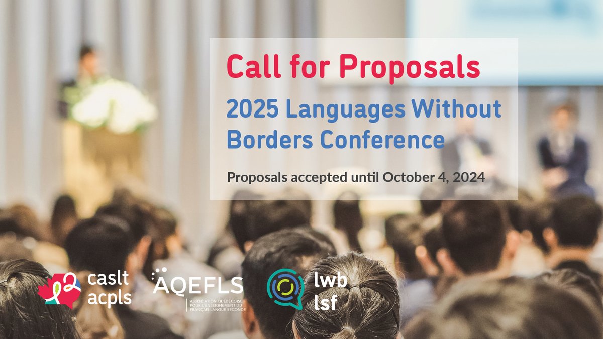 Share your high-impact strategies, current research, &amp; innovative ideas with language educators from across Quebec, Canada, &amp; beyond! #LWB2025LSF

Learn more or submit a proposal: caslt.org/en/event-lwb-2… #languageteaching #callforproposals
