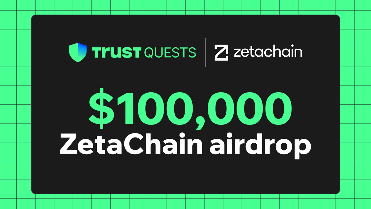 TrustWalletESP's tweet image. Para celebrar el lanzamiento de #TrustWalletQuests, ¡nos hemos asociado con @zetablockchain en nuestro primer épico airdrop! 🚀

➡️1️⃣$2,000 en ZETA
💙Dale Like+RT
💙Síguenos a ambos
💙Completa con #TrustWallet👇
short.trustwallet.com/ZetaQuest2 

➡️2️⃣ $100,000 en ZETA
💙Gana puntos Trust…