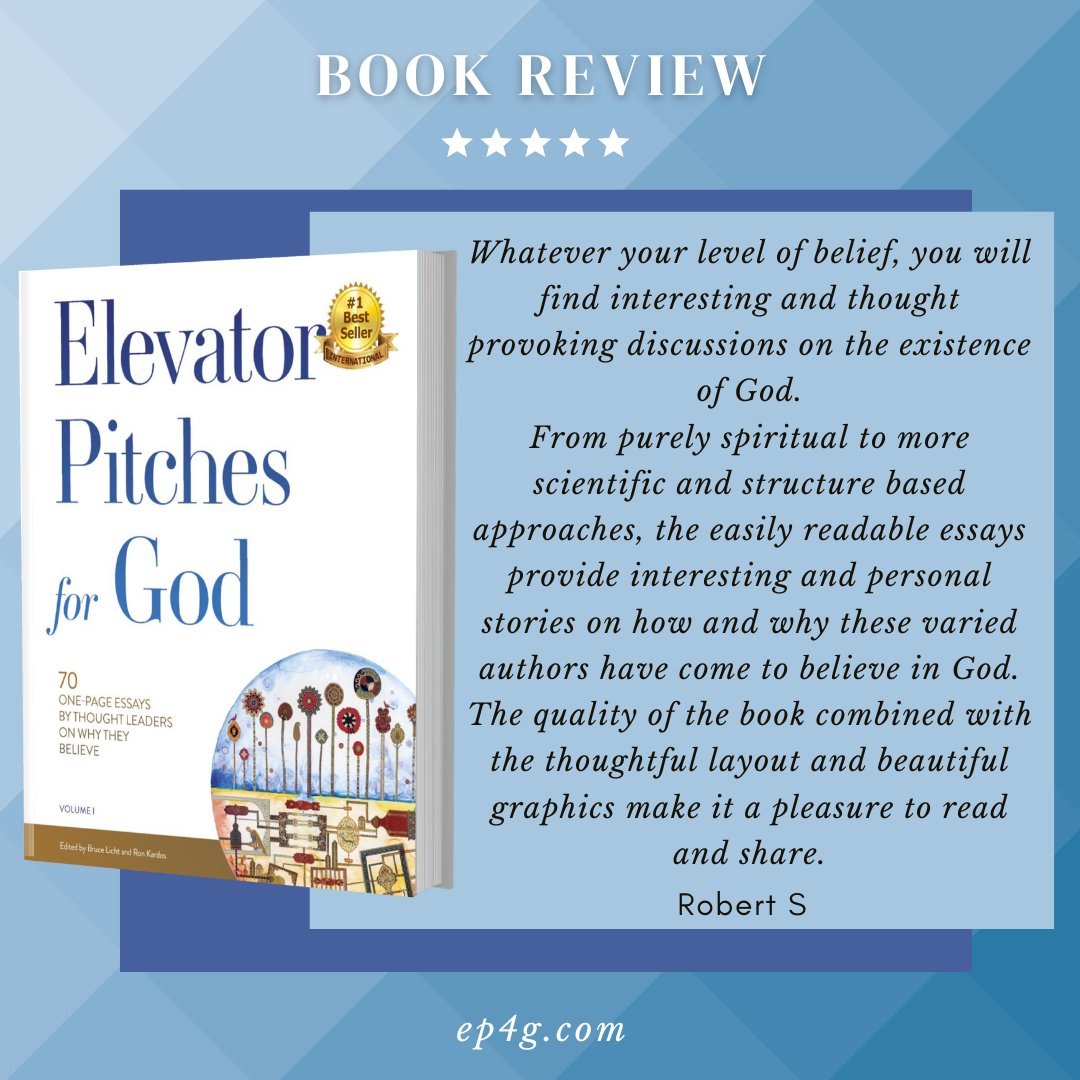 ElevatorPitch4g's tweet photo. We love hearing your reviews on 'Elevator Pitches for God'! 📚✨ Dive into intriguing discussions on the existence of God from various belief perspectives &amp; share your thoughts with us. 💬 Order your copy here: https://t.co/bQAjprpMCv #BookReviews #ShareYourThoughts https://t.co/mqIAr3Tg9s