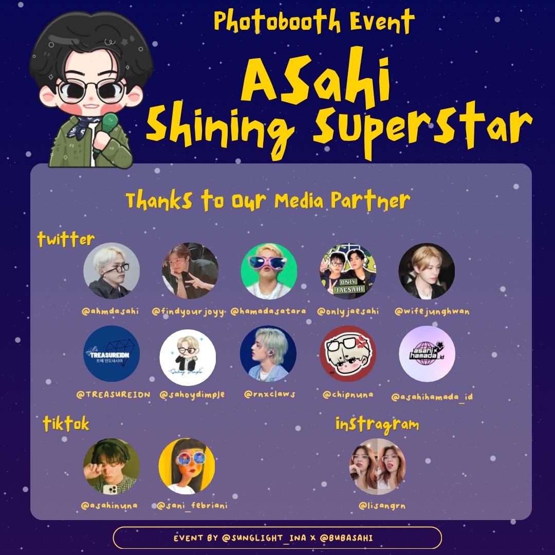 sunlight_ina's tweet photo. Thank you to all our media partner

X / twitter
@wifejunghwan @TREASUREIDN @hamadasatara @Onlyjaesahi @rnxclaws @findyourjoyy @sahoydimple @asahihamada_id

Tiktok
@.sani_febriani @.asahinuna

Instagram 
@.lisangrn https://t.co/fdx9GC7s76