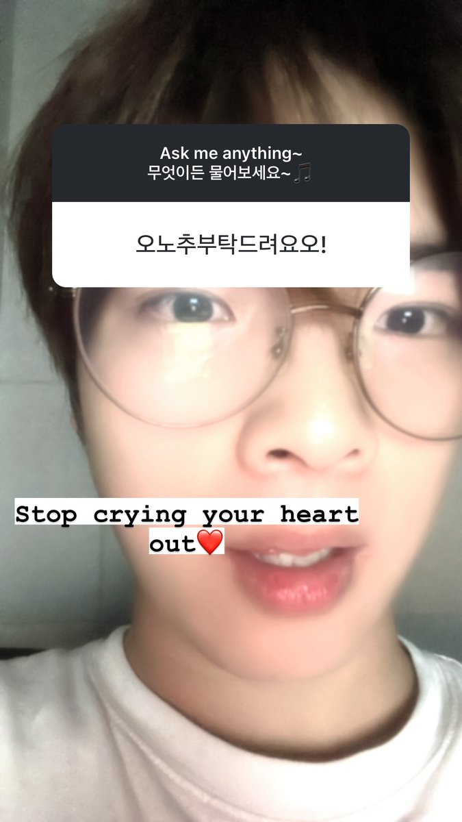👤I watched the Study With Me video today, I studied hard~I like it~
🐭Oh! The video that I worked hard to film haha What field do you study??

👤Today's song recommendation please!
🐭Stop crying your heart out❤

[240819 j.st0rage IG]