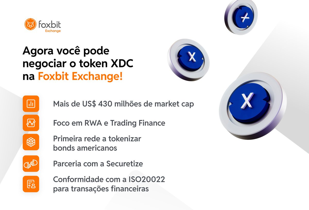 foxbit's tweet photo. A cada dia o mercado de criptomoedas oferece novas chances de potencializar seus investimentos e diversificar sua carteira.
E para te ajudar nessa jornada, a Foxbit Exchange está listando o token XDC Network (XDC). Mais um oportunidade para diversificar seu portfólio.
Explore as vantagens de uma blockchain híbrida, focada em soluções corporativas e institucionais, e leve seus investimentos para o próximo nível com a XDC!
Negocie XDC com a gente!
https://t.co/GStyV2hksk
#XDCNetwork #Criptomoedas #Investimento #Diversificação #cripto